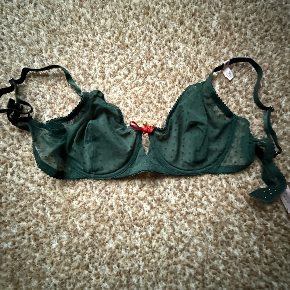 NWT Victoria's Secret Dark Green Sheer Bra size 36D